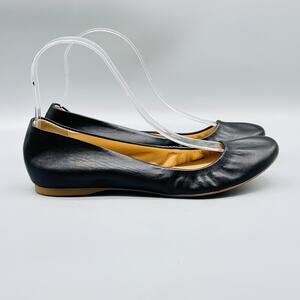 J Crew Shoes Womens 6.5 Black Leather Ballet Flats Italy Cece Comfort Slip On